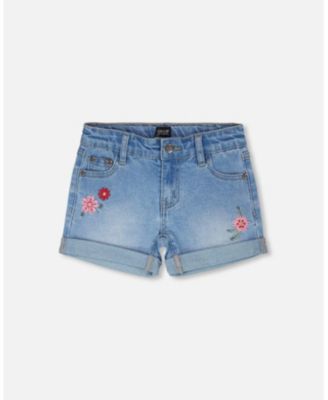 Big Girls Embroidered Denim Shorts