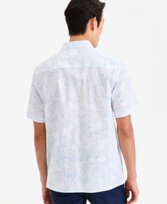 Men's Short-Sleeve Cotton Leaf Shirt