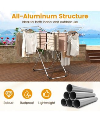 Folding Aluminum Clothes Drying Rack with 2 Side Wings, Laundry Airer