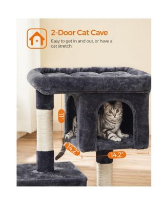 26.4-Inch Cat Tower with 2 Cat Caves, Scratching Posts, Compact Indoor Cat Tree