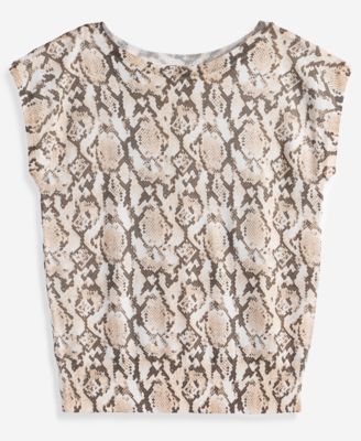 Petite Printed Wide Neck Dolman-Sleeve Top