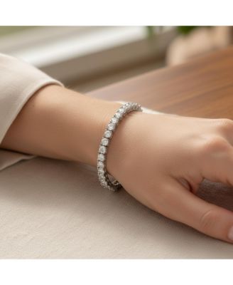 Classic 20CT CZ Solitaire Tennis Bracelet Cubic Zirconia Sterling Silver 8 Inch