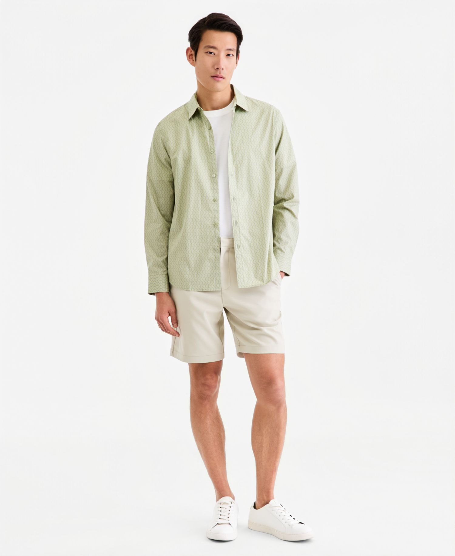 Men's Long-Sleeve Crescent Dots Poplin Shirt