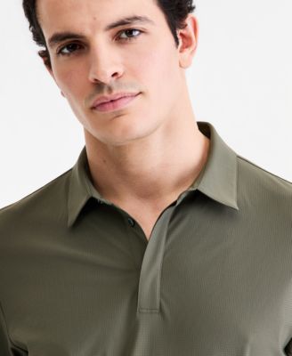 Men's Short-Sleeve Grid Texture Polo Shirt