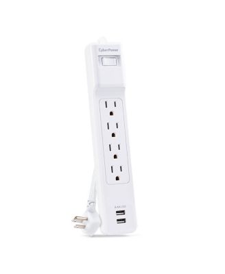 P406U 4-Outlet Home/Office Surge Protector with 2x USB-A Port, White