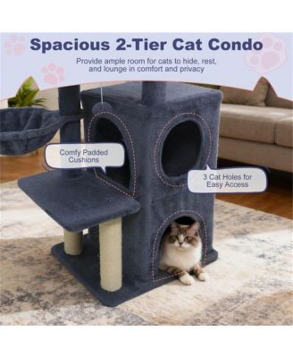 33.5" Cat Tree with 2 Tier Condo, Sisal Posts & Anti Toppling Device