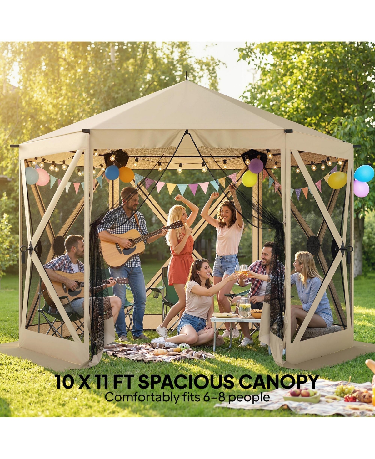 Outsunny 10 x 11 ft Pop Up Gazebo Screen Tent, Inst Camping Canopy