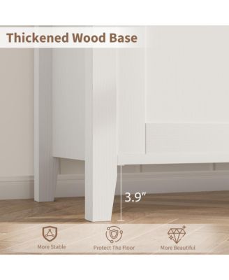 Farmhouse TV Stand, Media Console with V-Shaped Drawer, Open Compartment & 2 Cabinets