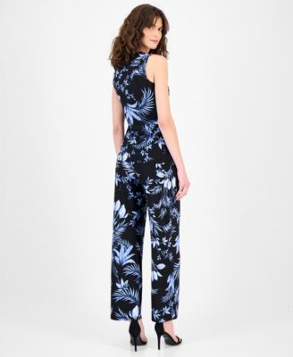 Women's Sleeveless Printed Wrap Top & Printed High-Rise Wide-Leg Pants