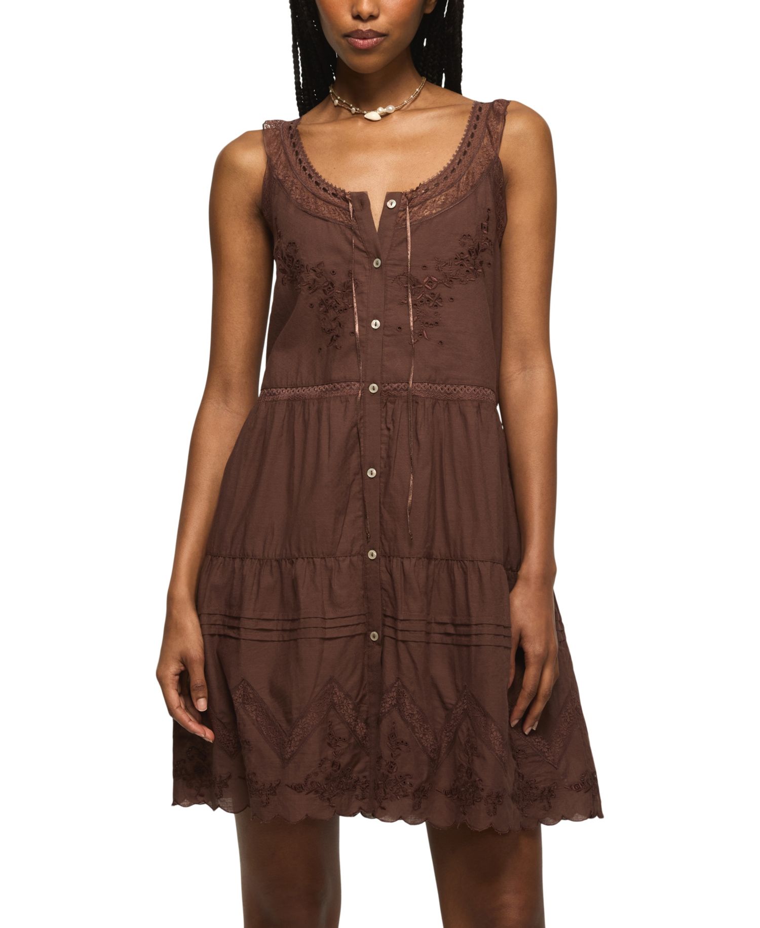 Women's Embroidered Drop Waist Mini Dress