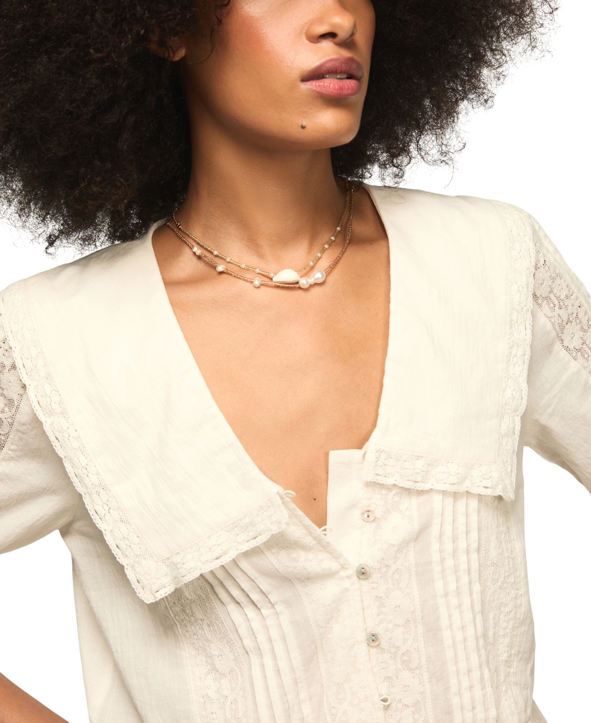 Lucky Brand Women's Peter Pan Peplum Blouse