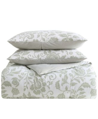 Jacob Bay Floral Cotton Reversible 3-Pc. Comforter Set, Full/Queen