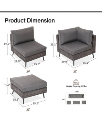 8 Piece Outdoor Sectional Sofa PE Rattan Patio Conversation Sets, All Weather Patio Furniture Set