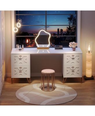 59-Inch Makeup Vanity Desk with 4 Drawers, Dressing Table with Storage (Without Mirror)