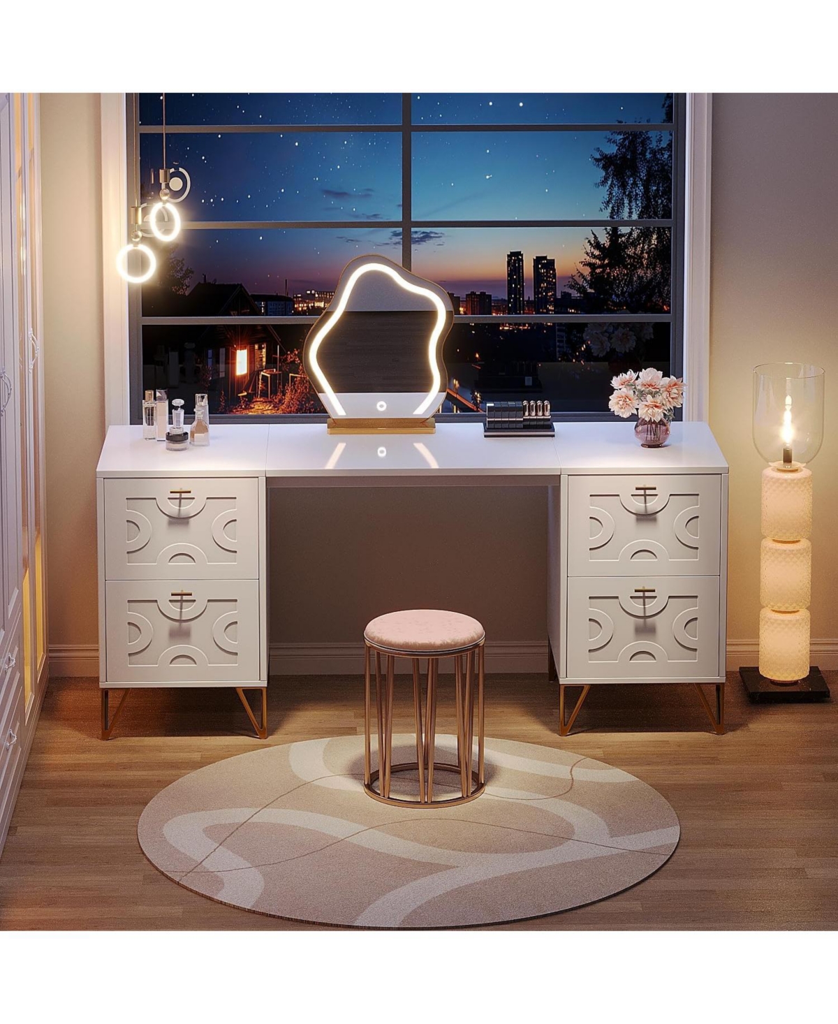 Tribesigns 59-Inch Makeup Vanity Desk with 4 Drawers, Dressing Table Storage (Without Mirror)