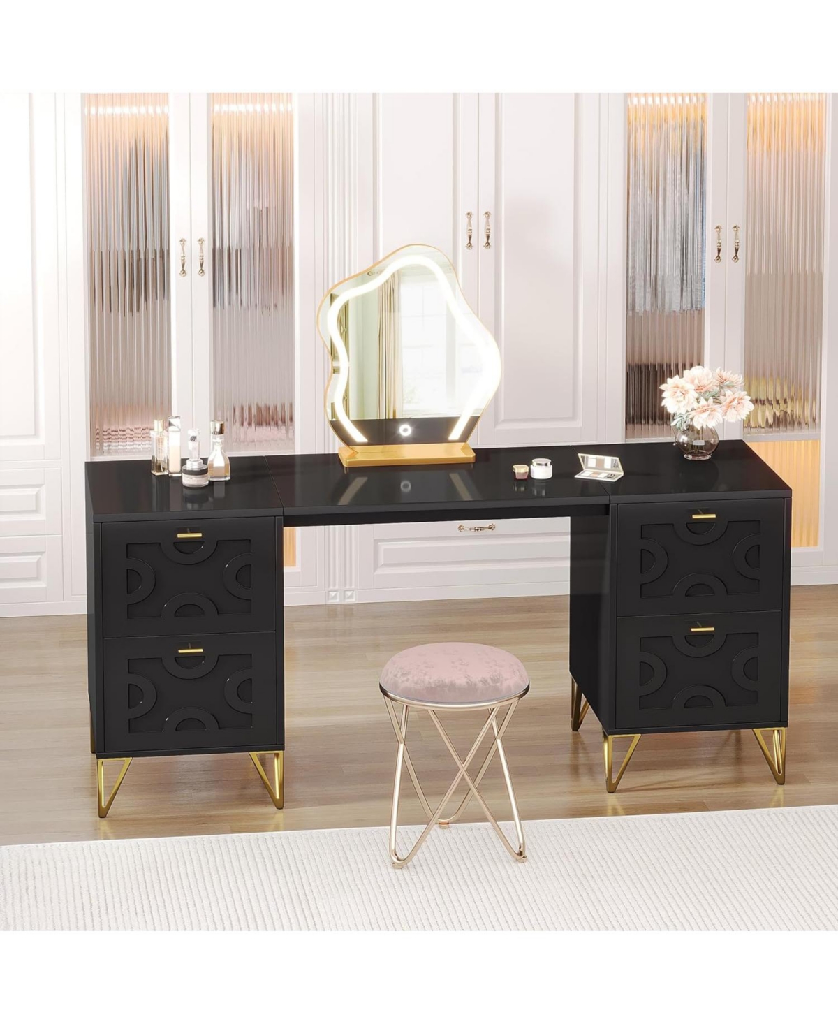 Tribesigns 59-Inch Makeup Vanity Desk with 4 Drawers, Dressing Table Storage (Without Mirror)