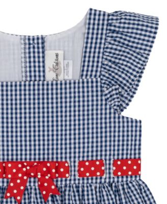 Girls' 2T-6X Navy Flower Seersucker Dress