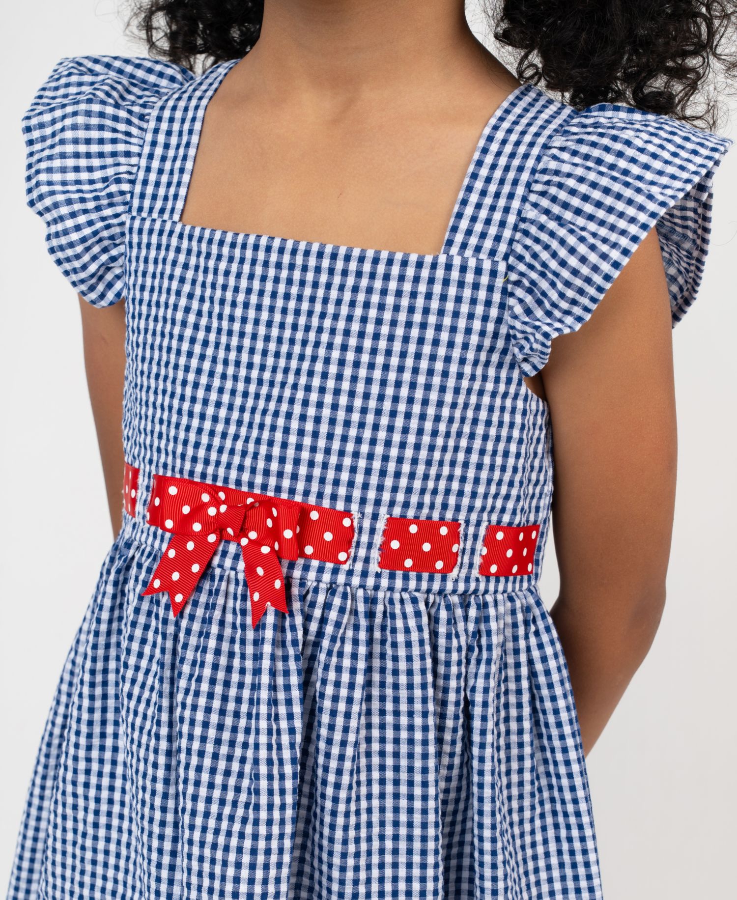 Girls' 2T-6X Navy Flower Seersucker Dress