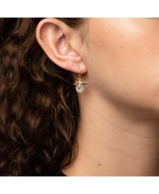 Sterling Silver 18k Gold Plated Bee Cultured Pearl Earrings