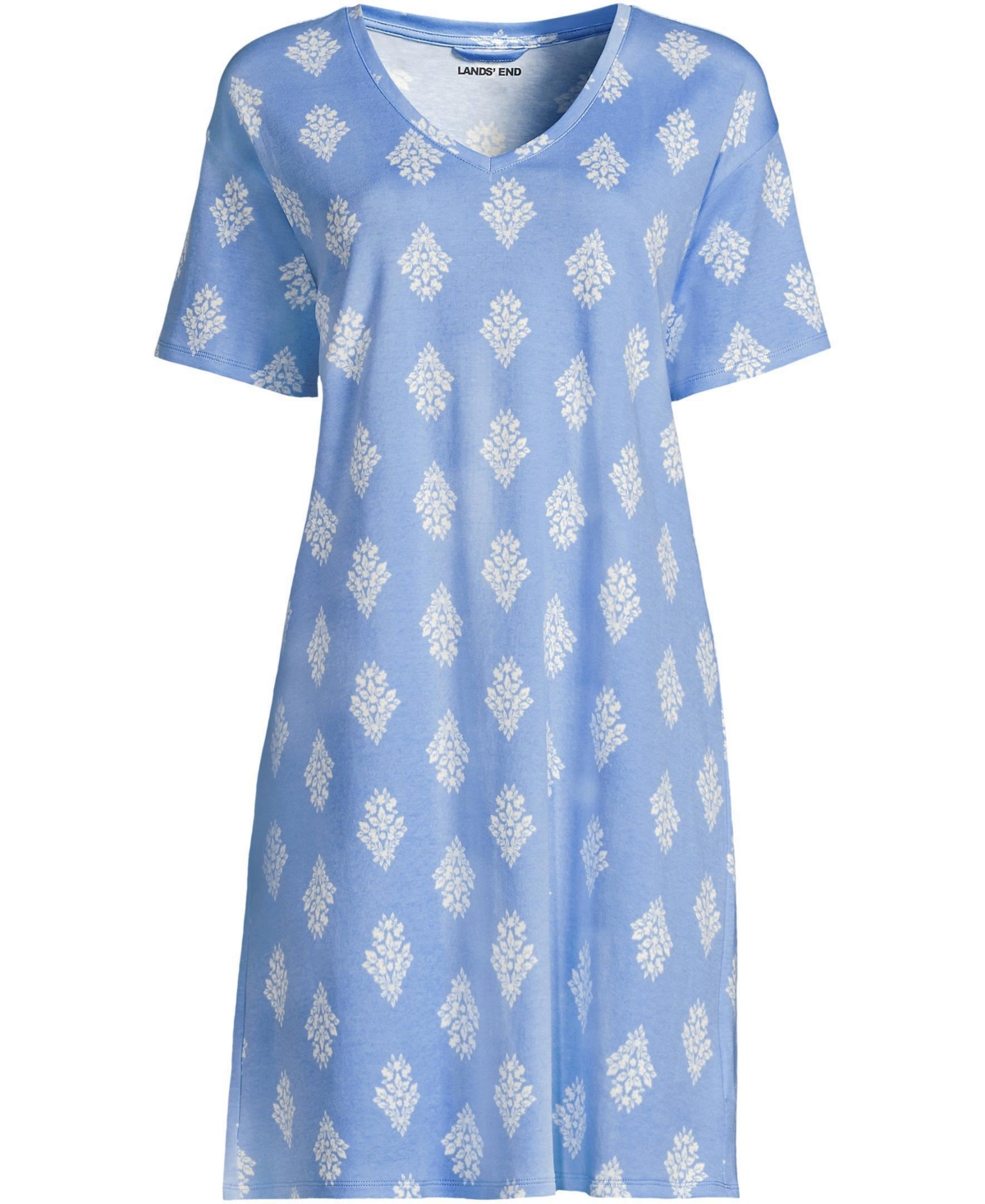 Lands' End Women's Cotton Interlock Relaxed Above the Knee Nightgown