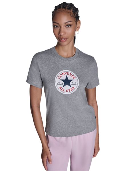 Женская футболка Converse Chuck Taylor All Star Patch, цвет: Винтажный серый меланжевый