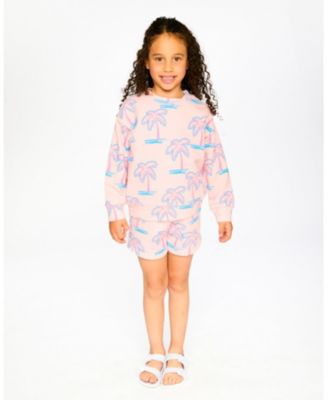 Toddler Girls French Terry Sweatshirt Light Pink Palm Print