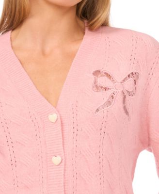 Women's Cable V-Neck Cardigan Sweater