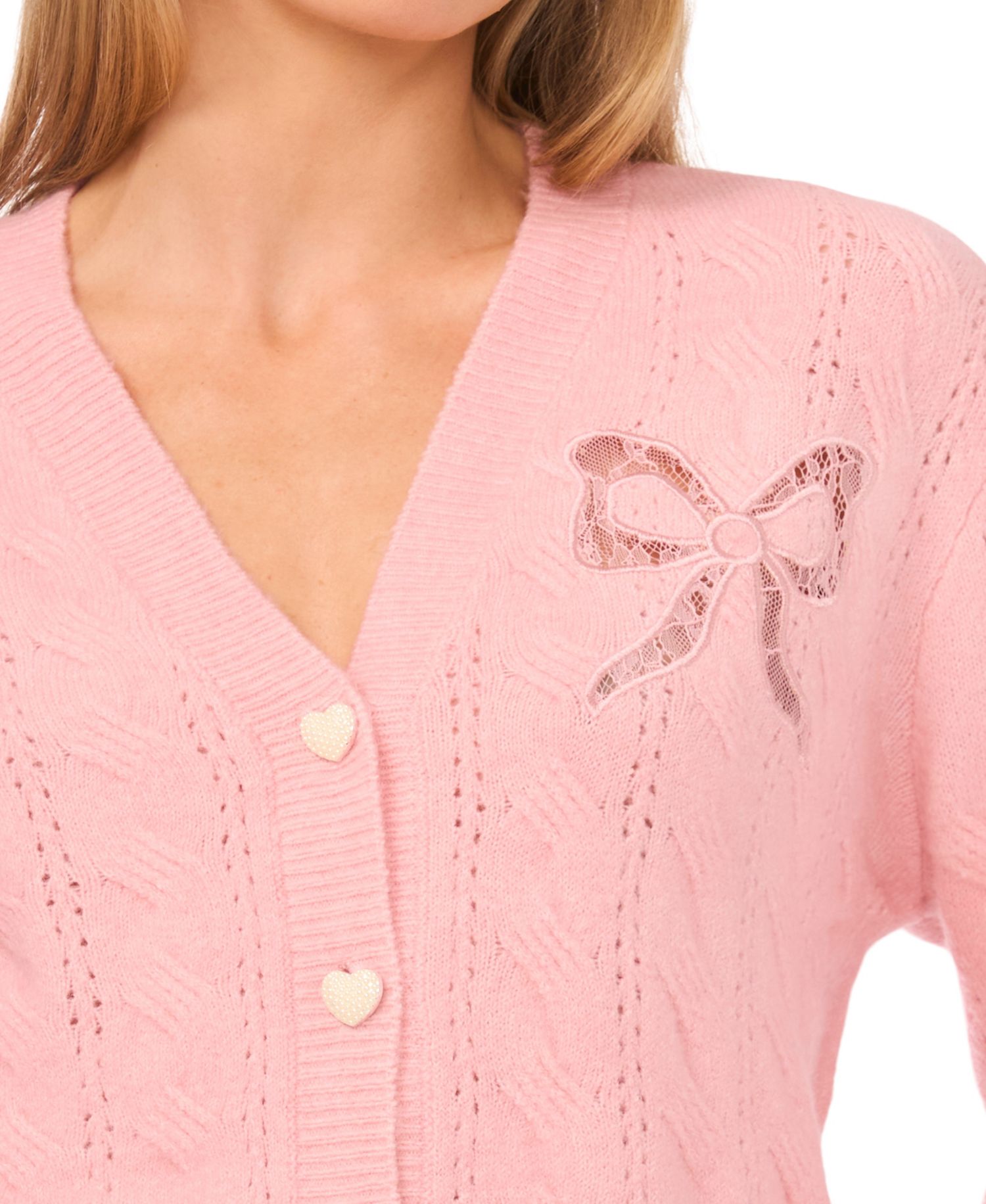 Women's Cable V-Neck Cardigan Sweater