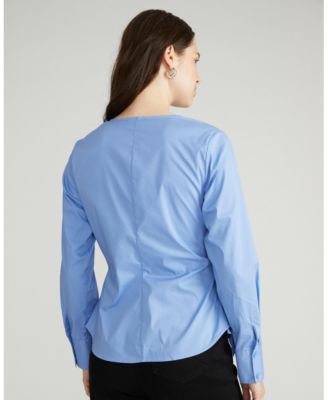 Women's Plus Size Stretch Poplin Wrap Shirt