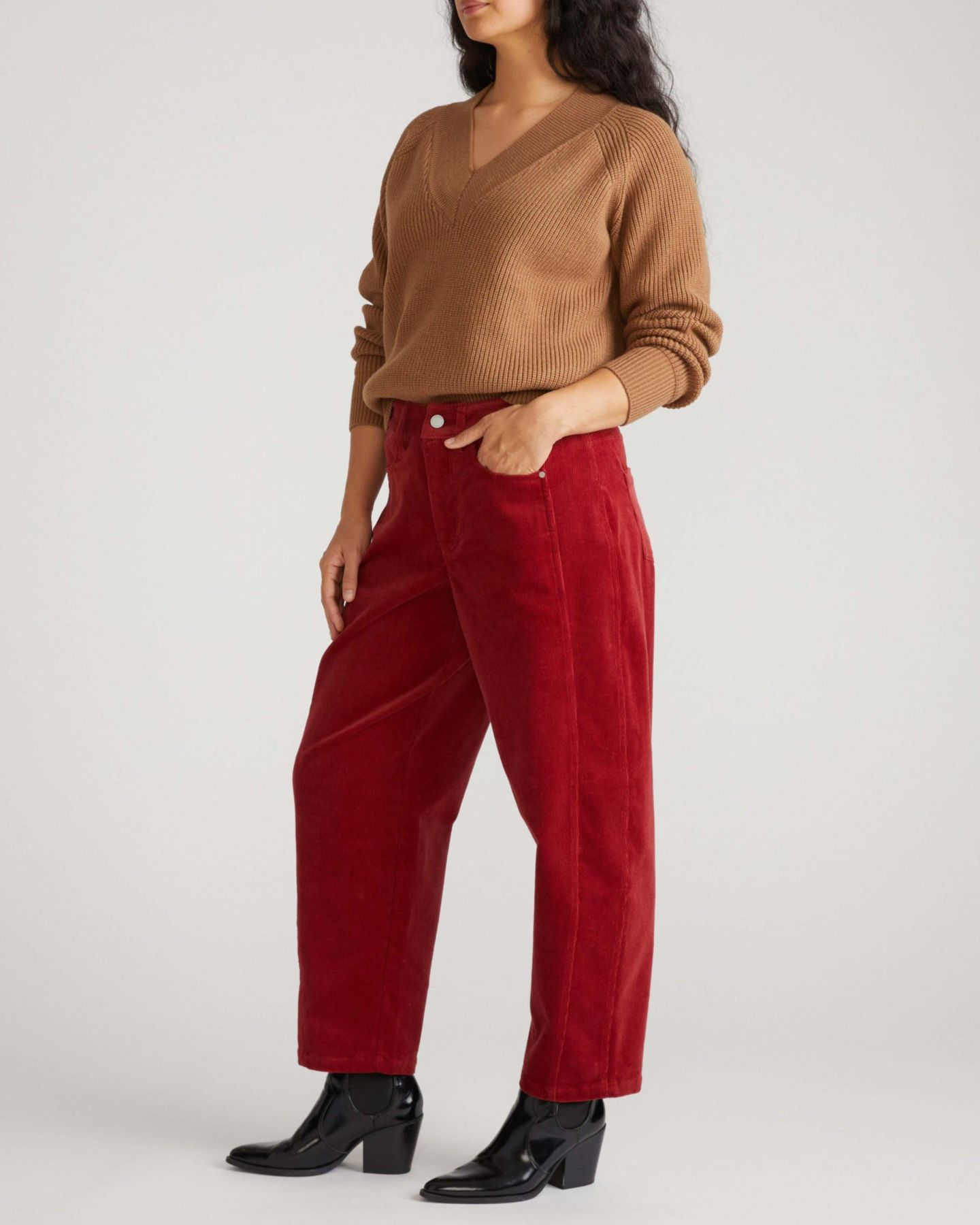 Женские брюки Universal Standard Plus Size Dakota Twisted Leg Corduroy, цвет: Красный — фото 3