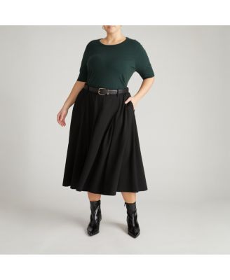 Plus Size Aleya Pleated Ponte Skirt