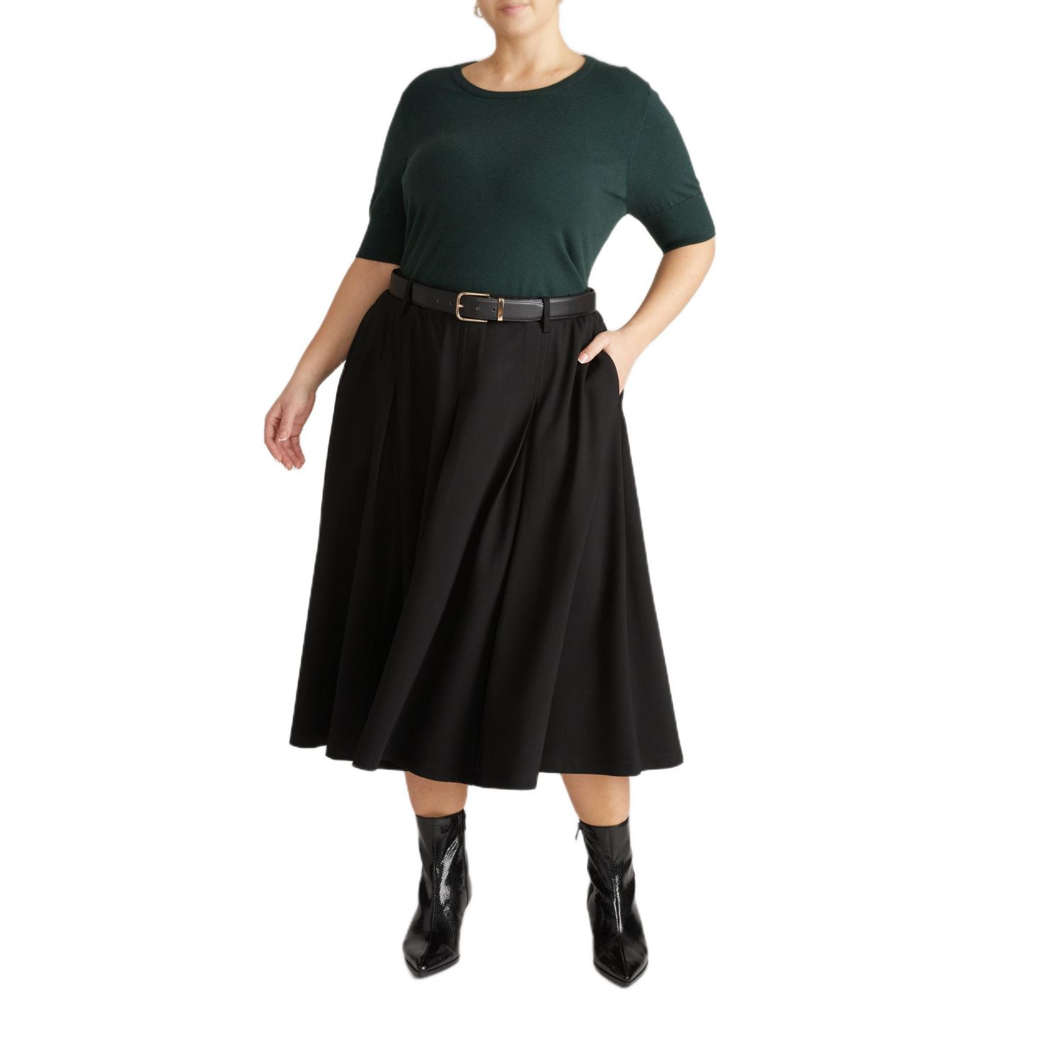 Plus Size Aleya Pleated Ponte Skirt