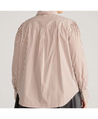 Plus Size Janet Tie-Neck Cotton Poplin Shirt