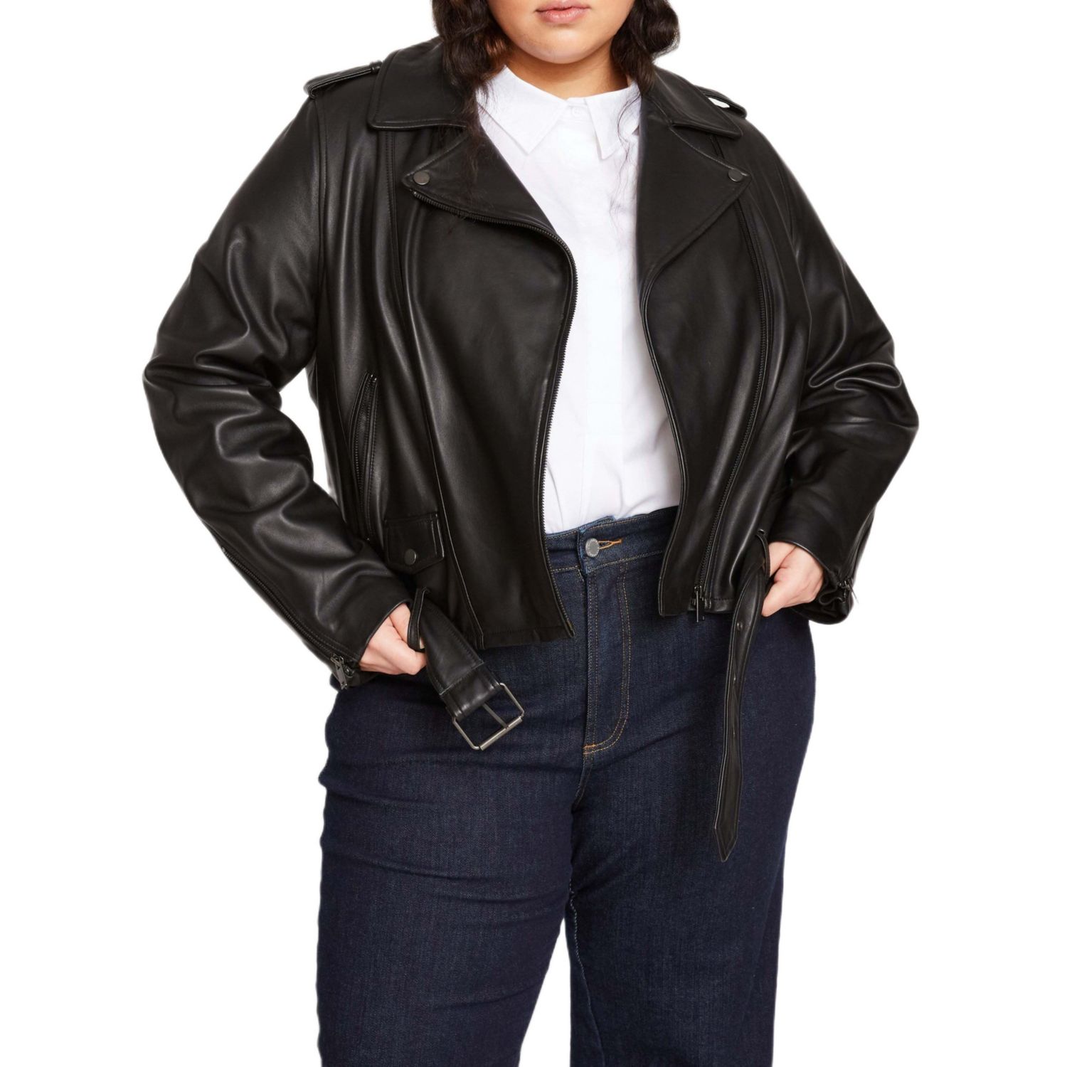 Plus Size Leeron Leather Moto Jacket