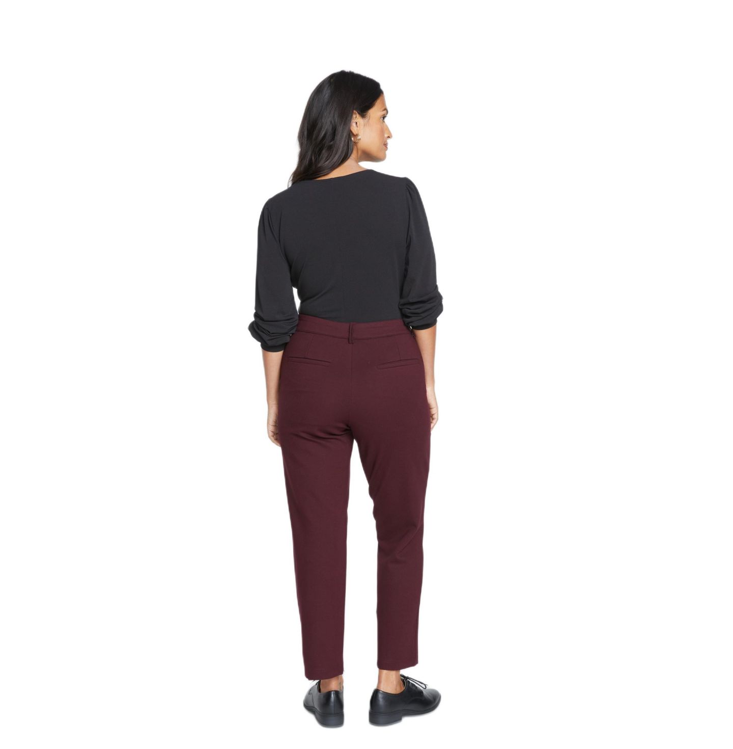 Женские брюки Universal Standard Plus Size Cigarette Ponte, цвет: Чёрный вишнёвый — фото 2