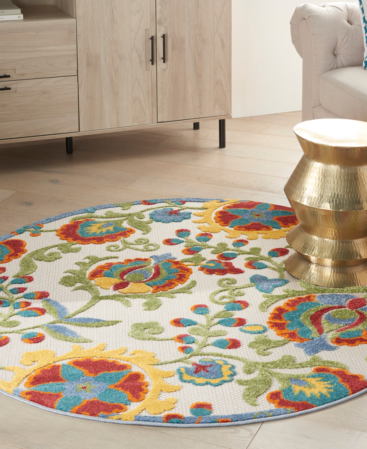 Nourison Home Aloha ALH17 4' x Round Outdoor Area Rug