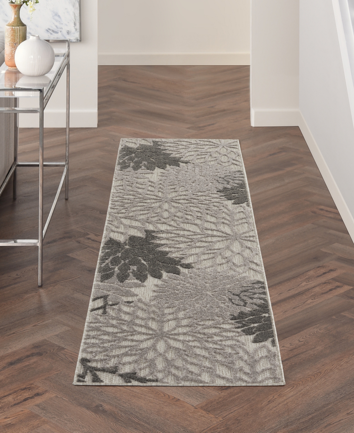Nourison Home Aloha ALH05 Silver 2' x 6' Runner Rug