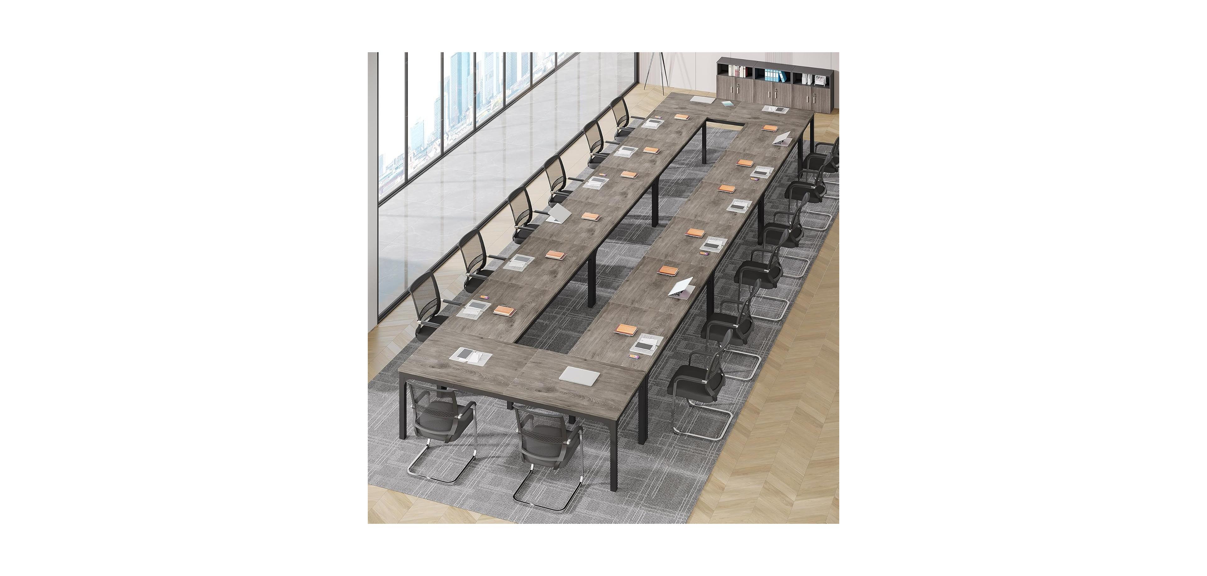 Tribesigns 6.5ft Conference Room Table, 291.34" W x 78.74" D Large Office Meeting Table (8 Pcs)
