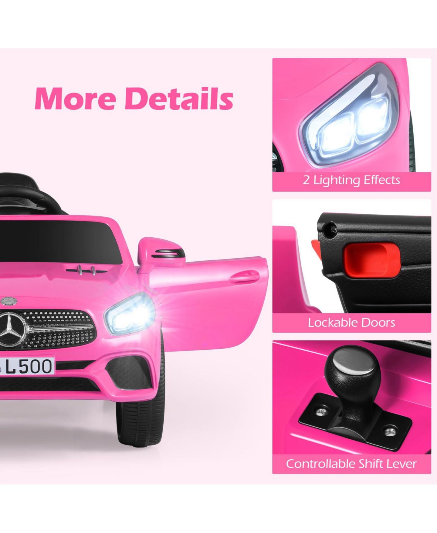 Детская игрушка Mecale G63 12V Remote Control Licensed Mercedes-Benz Ride-On Car, For 2 Riders, Ages 3+, цвет: Розовый — фото 7