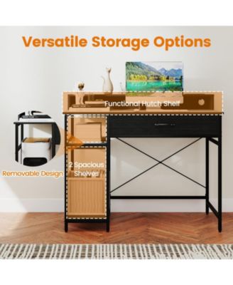 48" Computer Desk with Monitor Stand, Drawer, and Shelves, Home Office Workstation