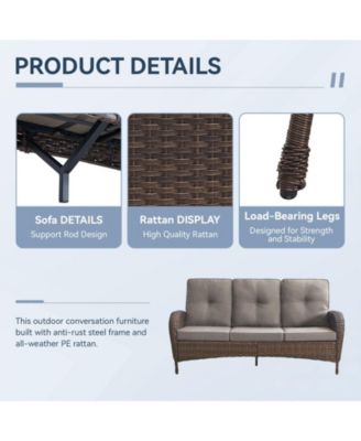 5-Piece Brown Wicker Fire Pit Conversation Set with Olefin Cushions and Patio Swivel Chairs