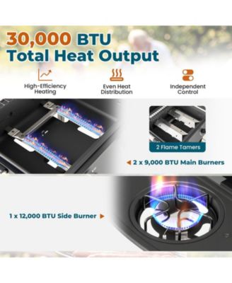 30 000 BTU Outdoor Burner Propane Gas Grill on Wheel