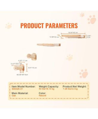 Wall-Mounted Cat Shelf Set with 2 Posts & 2 Hammocks