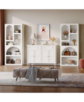 70.87" Tall Geometric Bookcase Set of 2, Arched Bookshelf with 5 Irregular Storage Shelves, Open Art Decor Display Shelf for Living Room