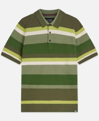 Men's Striped Knitted Polo Shirt