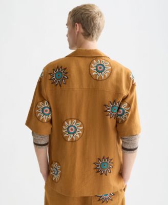 Men's Embroidered Regular-Fit Short-Sleeved Shirt