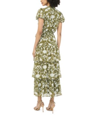 Women's Flutter-Sleeve Tiered Dress