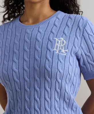 Plus Size Cable-Knit Short-Sleeve Sweater