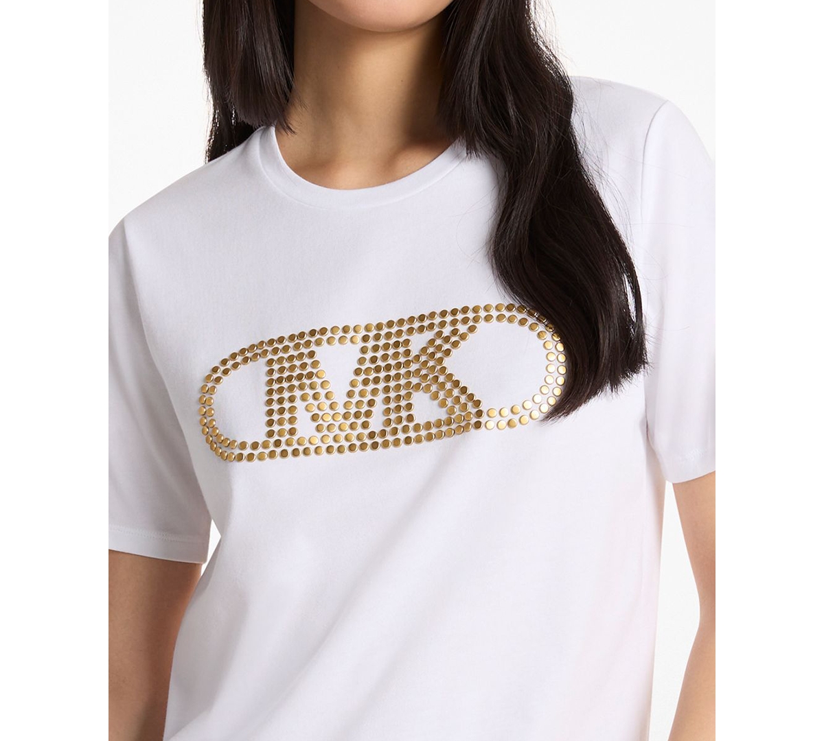 Michael Kors Women's Empire Stud Classic Crewneck T-Shirt