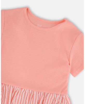 Toddler Girls Bi-Material Dress Peach